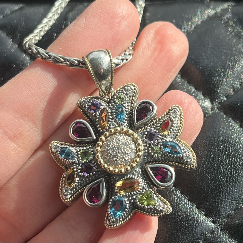 Effy 18k and 925 Silver Necklace with Stones and Diamonds